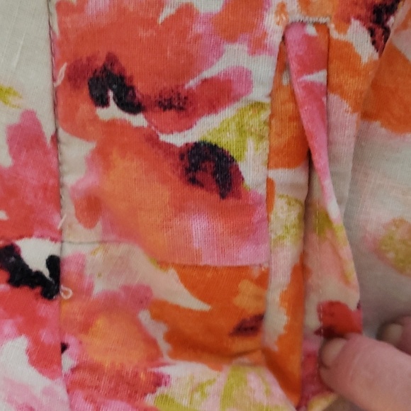 Loft, Ann Taylor. Colorful Pink/Orange Poppies Linen Look Material. Size 8 NWOT - Picture 15 of 16